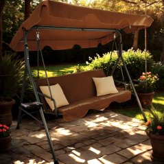 Gartenschaukel 170 × 118 × 153 cm – braun mit gepolsterten Kissen