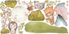 Adesivo murale per bambini simpatici animali sul prato