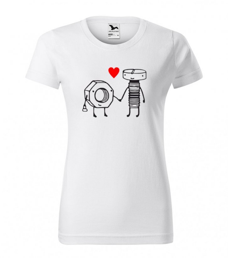 Dámské valentýnské tričko v bílé barvě - Velikost: XS