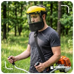 Ochranný štít na tvár pre krovinorez s nastaviteľným uhlom