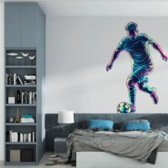 Autocolant de perete modern pentru camera copiilor și a adolescenților - jucător de fotbal neon