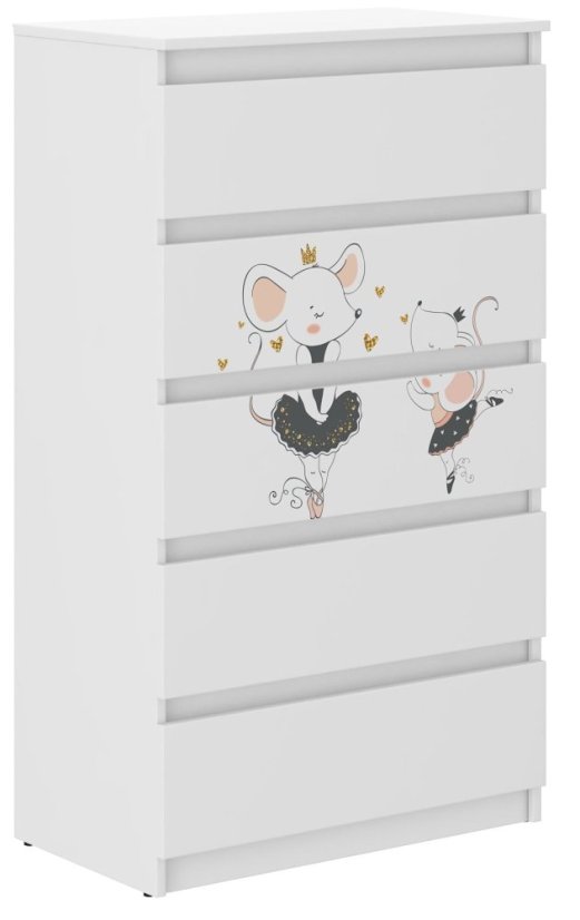 Hochwertige Kinderkommode mit Mäusemotiv 121x40x70 cm