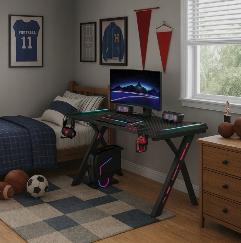 Gamingový stôl s RGB LED podsvietením čierny