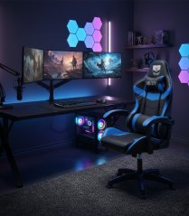 Herná stolička RACE s ergonomickým dizajnom - modrá