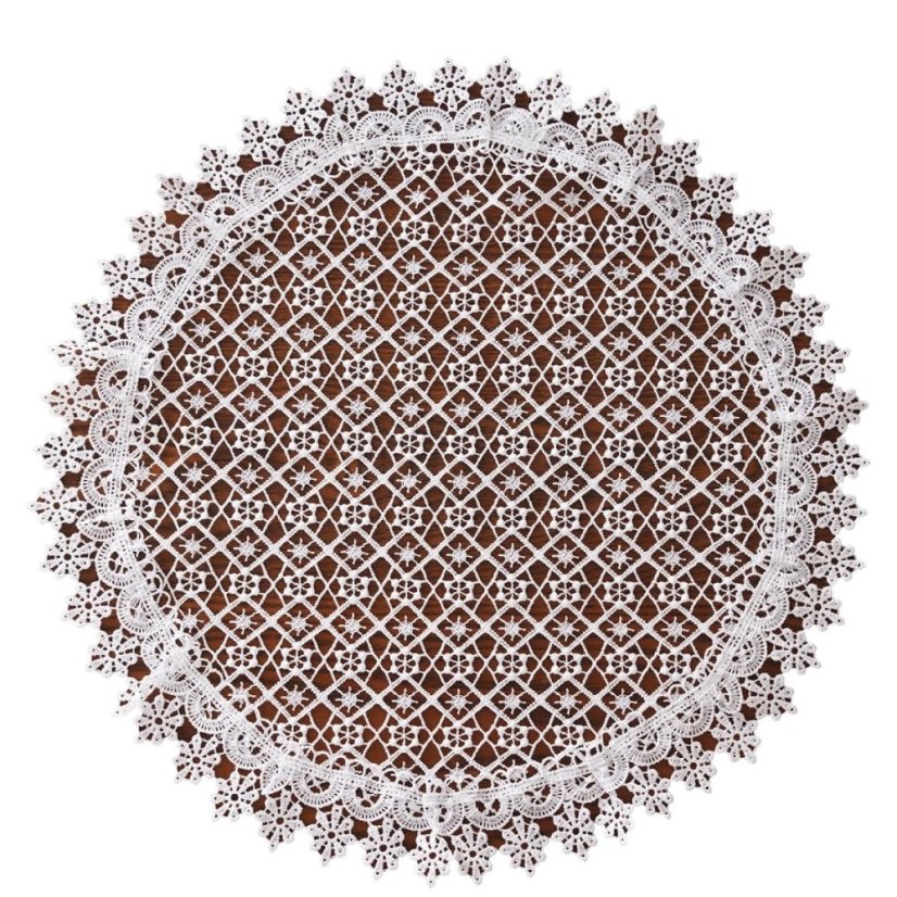 Elegantný okrúhly čipkovaný obrúsok