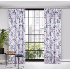 Kvetovaný záves fialovej farby so zavesením na riasiacu pásku 140 x 270 cm