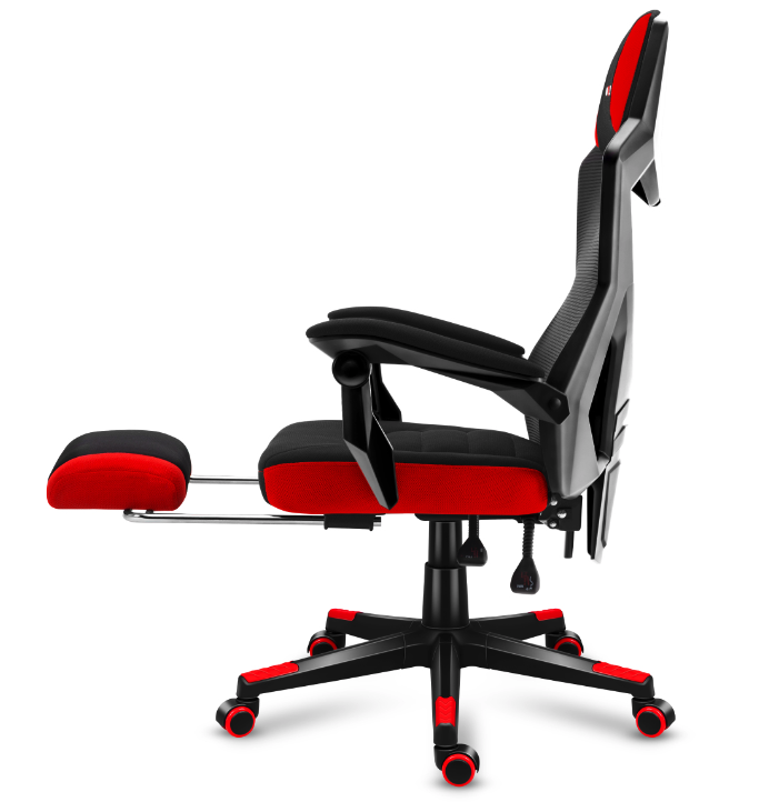 Ergonomické herní červené křeslo s opěrkou nohou COMBAT 3.0