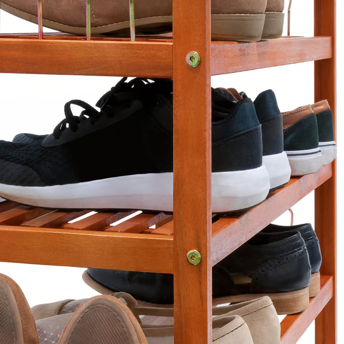 Schuhregal aus massivem Akazienholz 75 × 26 × 82 cm