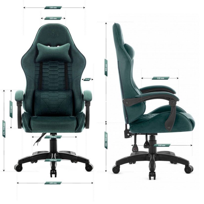 Gaming-Stuhl HC-1000 GREEN - Samtstoff