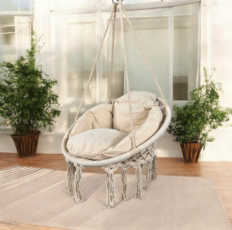 Závěsné křeslo s polštářkem - čapí hnízdo 80 cm