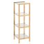 Bambusz polcos állvány 110 x 33 x 34 cm – fehér, 4 polccal