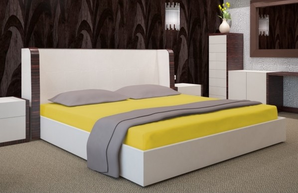 Prostěradlo na postel žluté barvy - Rozměr: Šířka: 180 cm | Délka: 200 cm