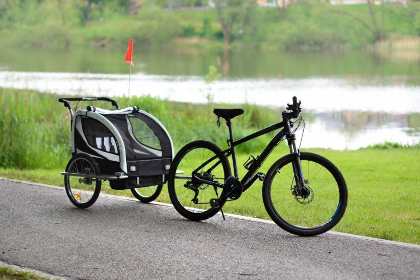 2-sedežna kolesarska prikolica z amortizerjem + JOGGER črna