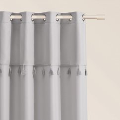Tenda grigia ASTORIA con nappe per occhielli 140 x 250 cm
