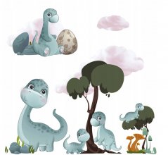 Сладък стикер за стена с динозавър