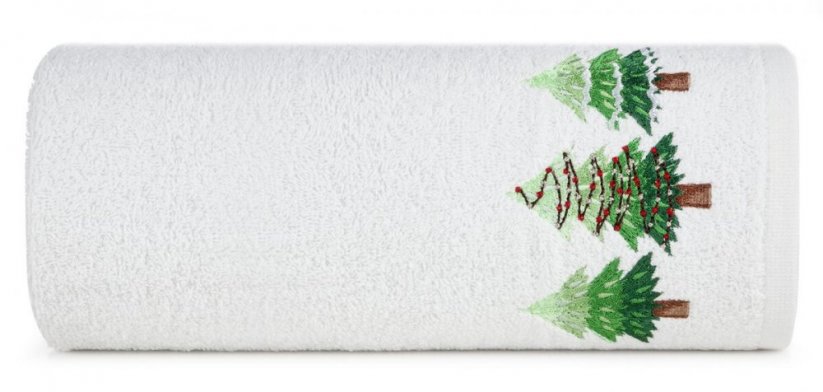 Bavlnený vianočný uterák biely s jedličkami - Rozmer: Šírka: 70 cm | Dĺžka: 140 cm