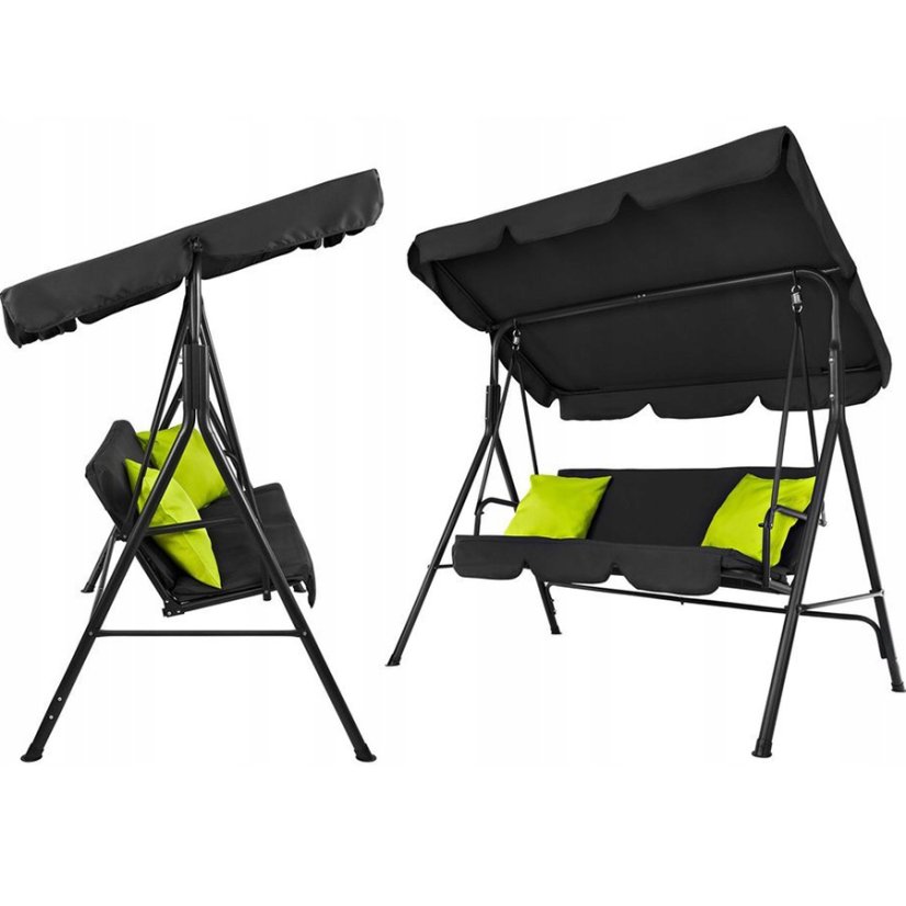 Pohodlná záhradná hojdačka čiernej farby