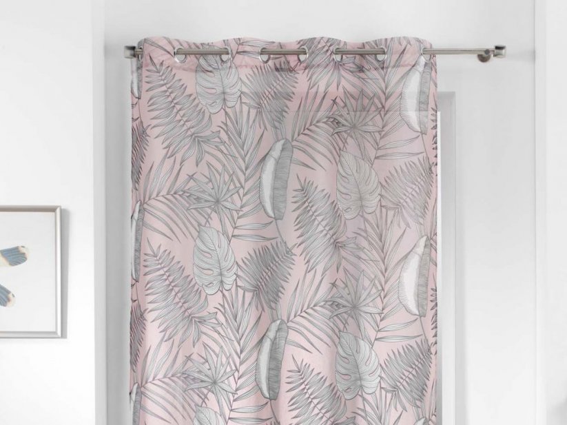 Zarter rosa Vorhang mit exotischen Blättern 140 x 240 cm