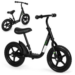 Detský balančný bicykel s platformou - čierny