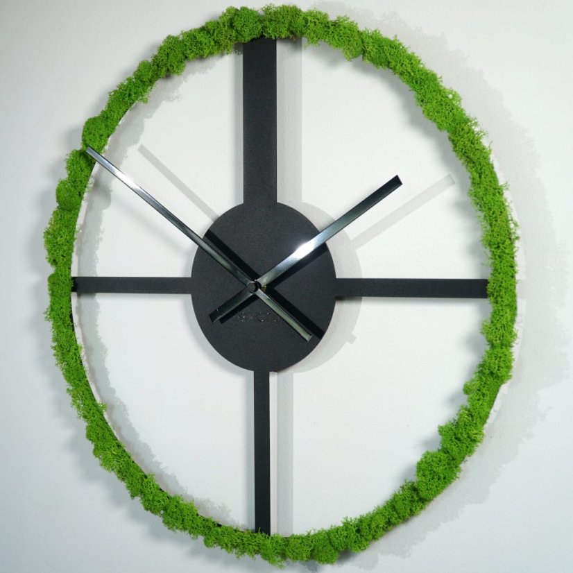 Industrielle Metalluhr 50 cm mit Moos