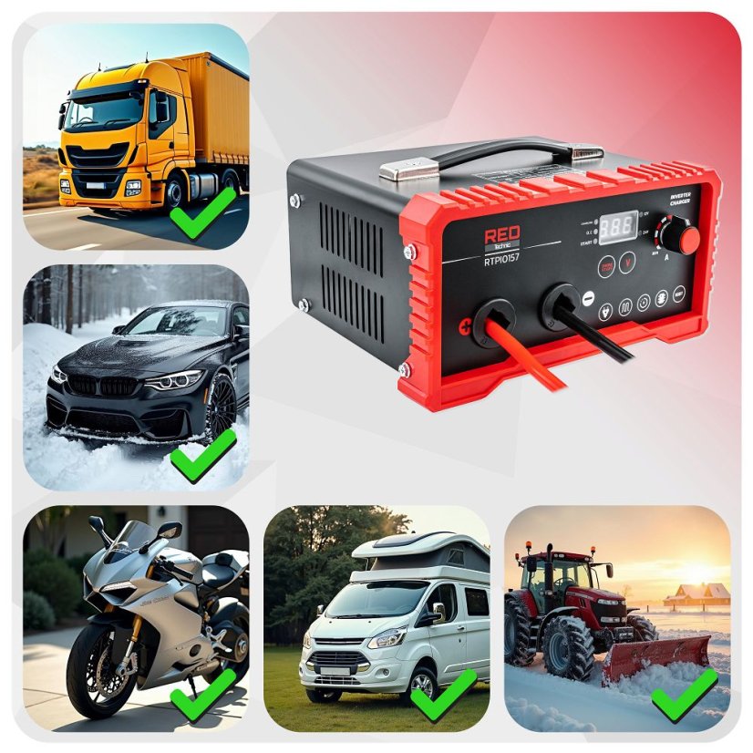 Invertorová nabíjačka RTPI0167 – 12 V / 24 V, 180 A