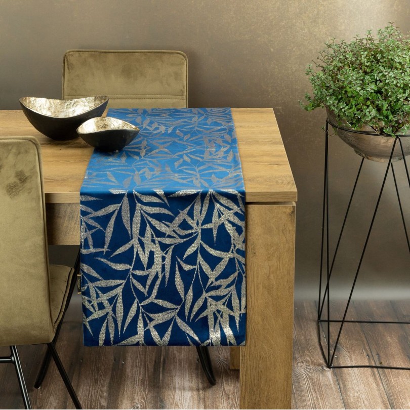 Bársony középső terítő kék mintával