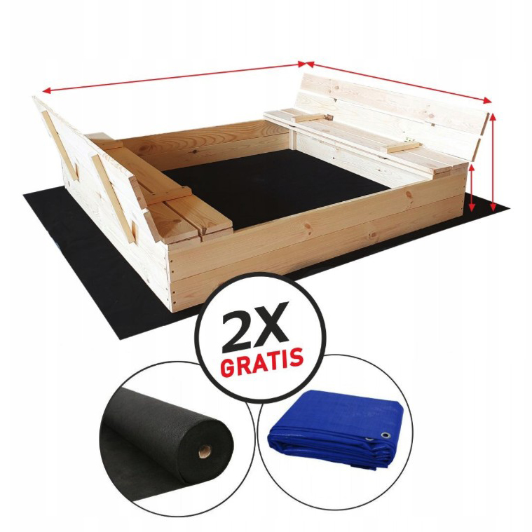 Sabbiera chiudibile con panche 120 x 120 cm