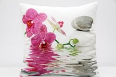 Růžová orchidej povlak na polštář s motivem feng shui