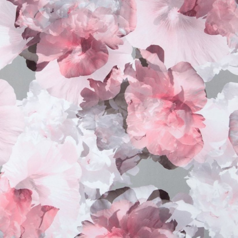 Draperie roz scurtă cu imprimeu de flori