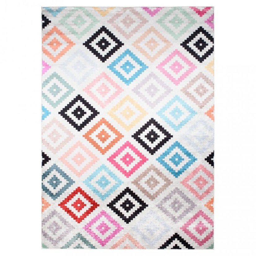 Tappeto di tendenza con motivo geometrico colorato