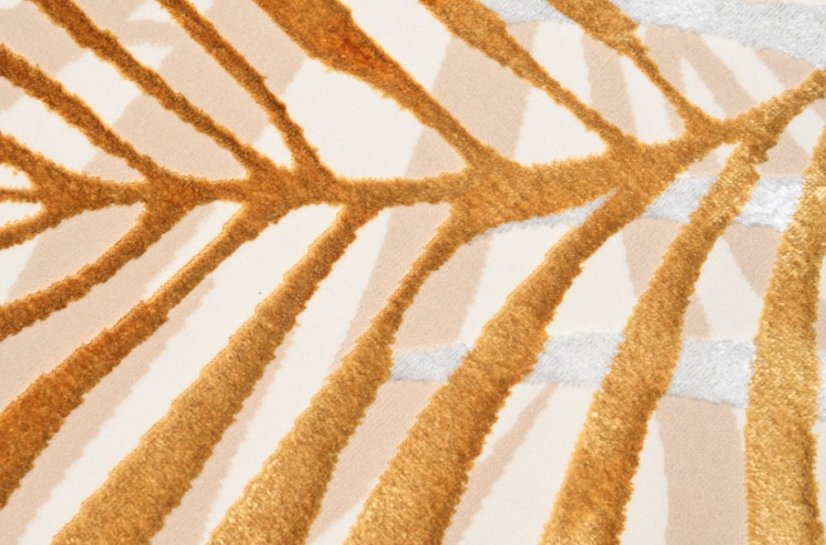 Dizajnový koberec s exotickými listami v béžovej farbe Golden