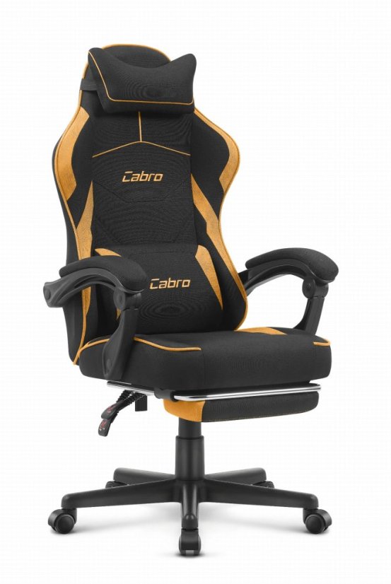 CABRO C502 gamerska stolica od tkanine s osloncem za noge, do 150 kg, crna i narančasta