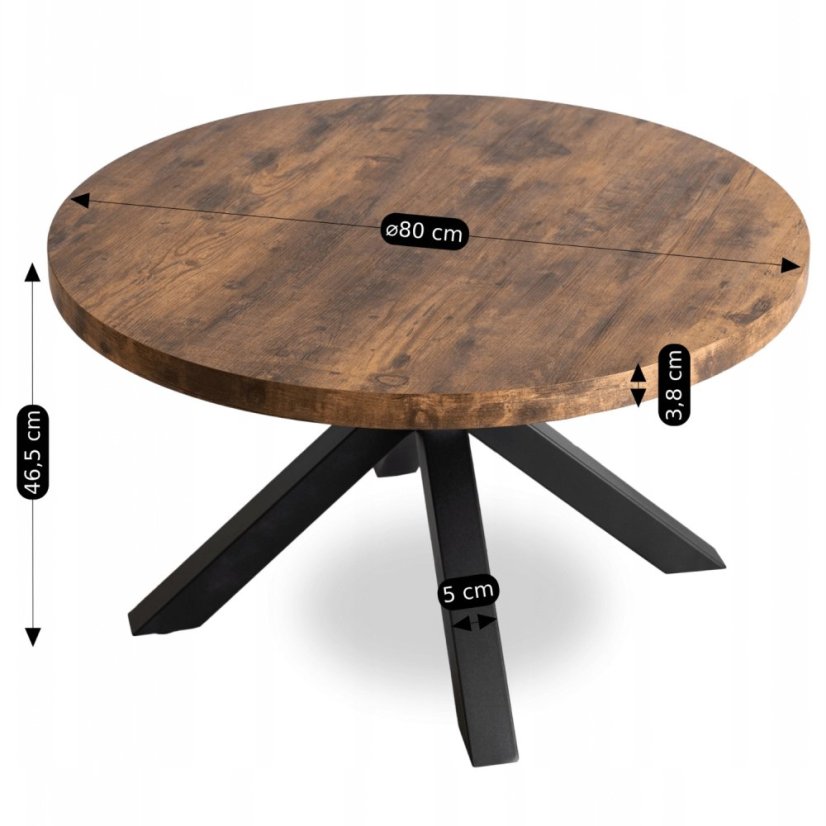 Konferenční stolek LINCOLN Ø 80 cm - různé barevné varianty