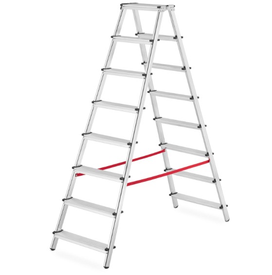 Obojstranný hliníkový rebrík osemstupňový