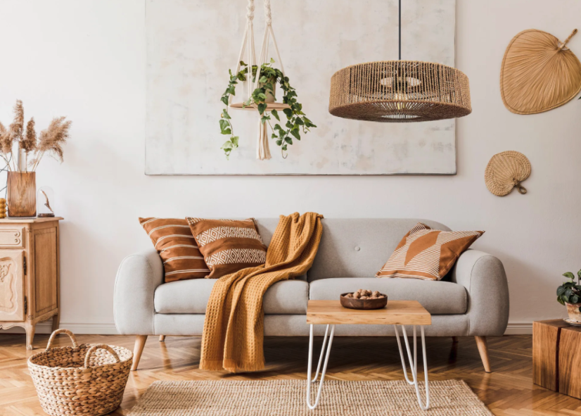 Závesné svietidlo z juty a kovu 60W