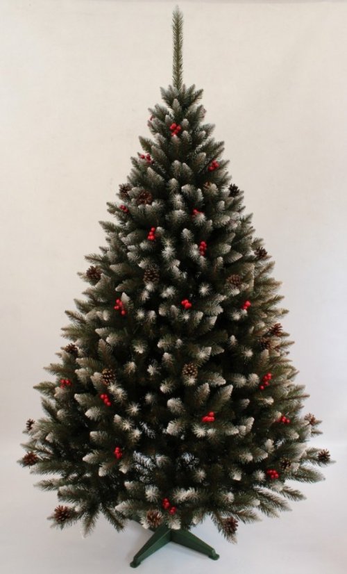 Originálny vianočný stromček zdobený jarabinou 150 cm