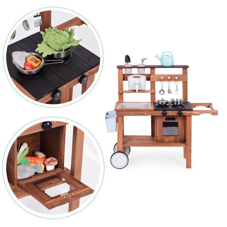Cucina per bambini in legno di abete con accessori 
