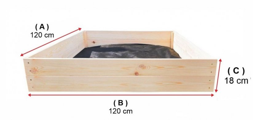 дървено повдигнато градинско легло 120 x 120 x 18 cm