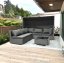 Sivý ratanový nábytok so slnečnou clonou - modulárny