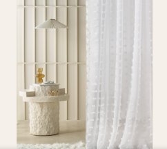 Завършена бяла завеса с помпони 140x230 cm за дневна и спалня