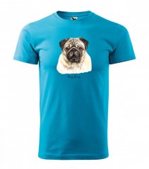 Мъжка тениска с принт за любителите на породата кучета мопс