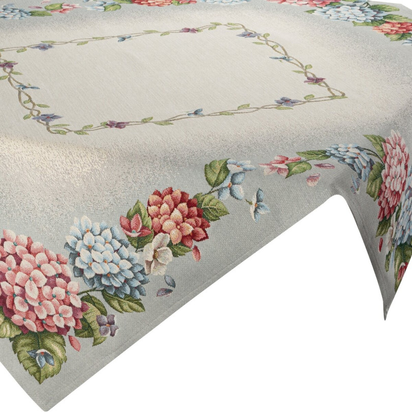 Bež tapiserijski namizni prt s tkanim vzorcem pisanih rož - Velikost: Širina: 40 cm | Dolžina: 100 cm