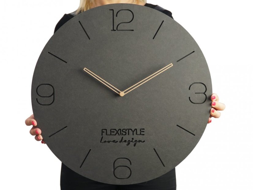 Elegantní kulaté hodiny na zeď 50 cm antracitové