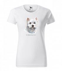 T-shirt da donna in cotone con stampa originale del West Highland Terrier