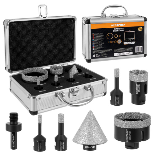 Set professionale di 7 pezzi di punte a corona diamantate 6-68 mm