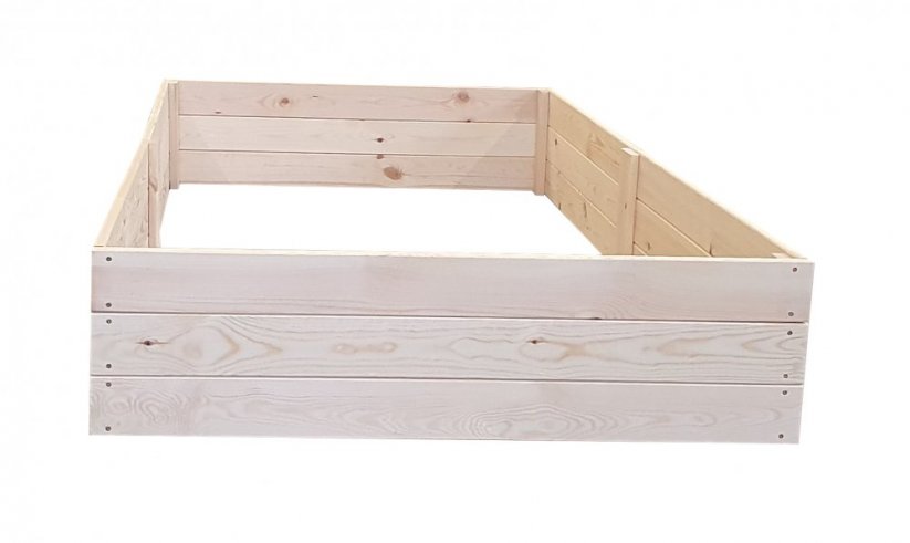 Přírodní vyvýšená dřevěná postel 240 x 100 x 27 cm