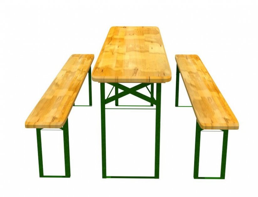 Fából készült kerti asztal két paddal 50 x 220 cm
