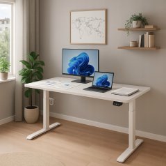Elektrisch höhenverstellbarer Tisch 72 - 117 cm - weiß