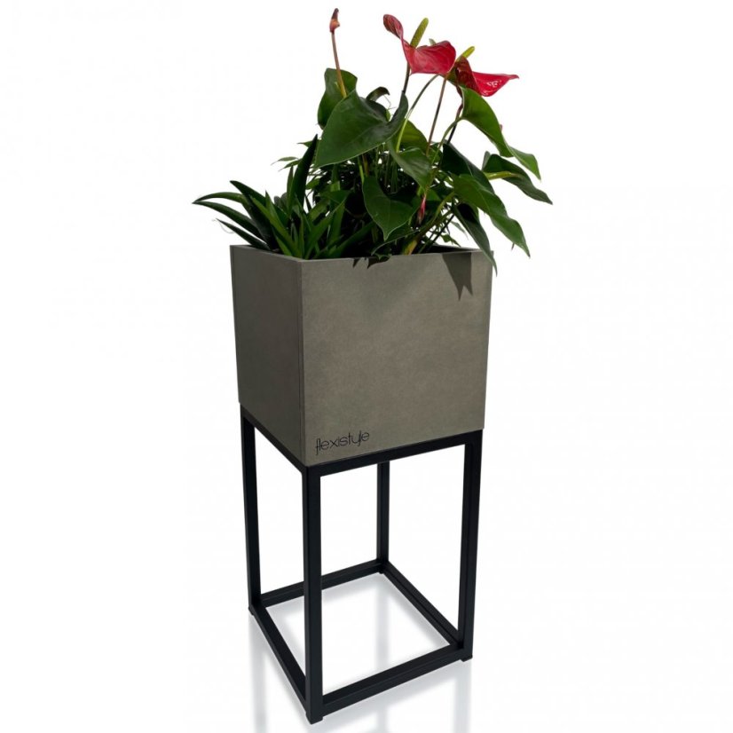 Ghiveci elegant din metal gri LOFT FIORINO 22X22X50 cm