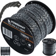 Megerősített négyszögletes fűkasza damil 2,7 mm 100 m